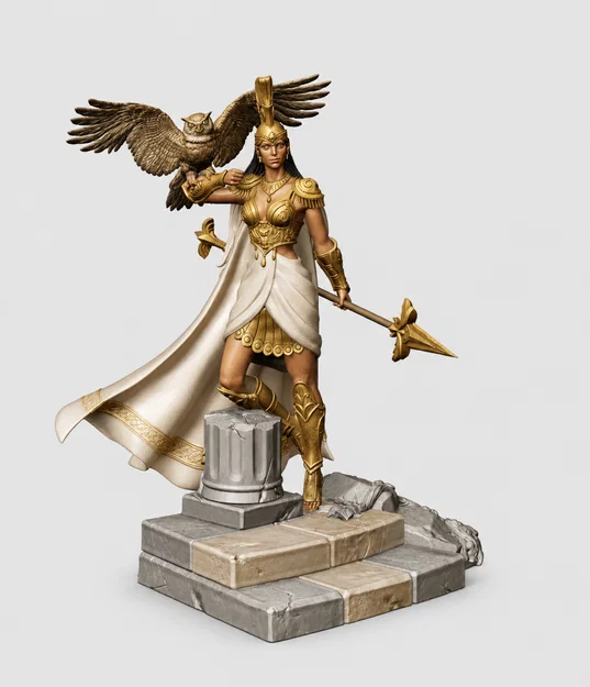 Mô hình 3D Tượng nữ thần Athena Hy Lạp siêu chi tiết - Image 1