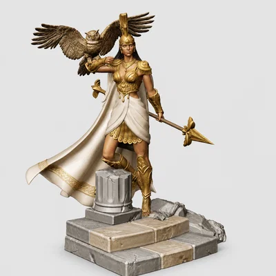 Mô hình 3D Tượng nữ thần Athena Hy Lạp siêu chi tiết