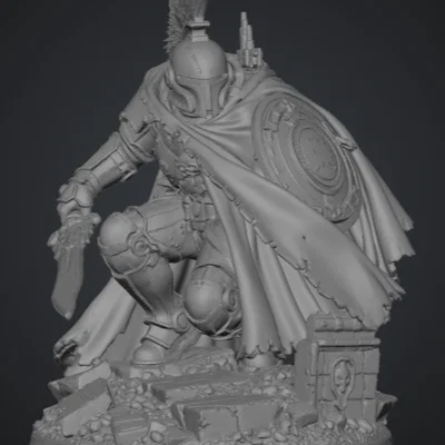 Mô hình Hiệp sĩ Elite Oath-Sworn Bastion quỳ với Kiếm và Khiên