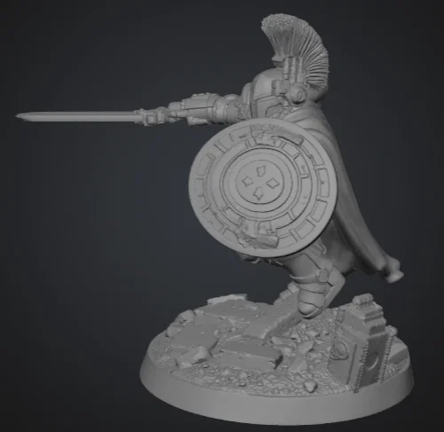 Mô hình hiệp sĩ tinh nhuệ Oath‑Sworn Bastion chạy cùng kiếm và khiên - Image 3