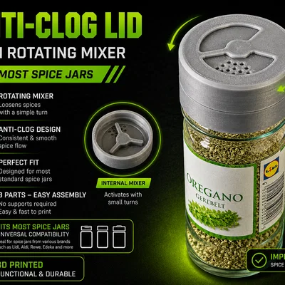 Nắp lọ gia vị chống tắc nghẽn có cơ chế xoay - Thiết kế cải tiến cho hũ đựng gia vị