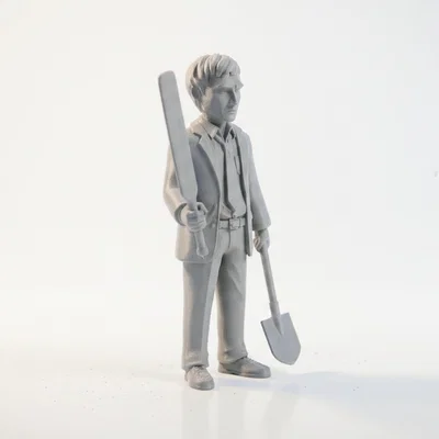Mô hình 3D sưu tầm: Người đàn ông cầm gậy và xẻng