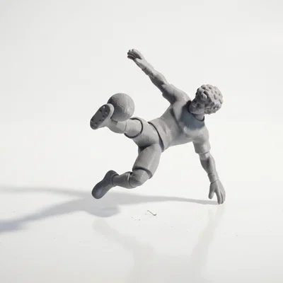 Mô hình 3D cầu thủ bóng đá thực hiện cú sút xe đạp chổng ngược (Bicycle Kick)