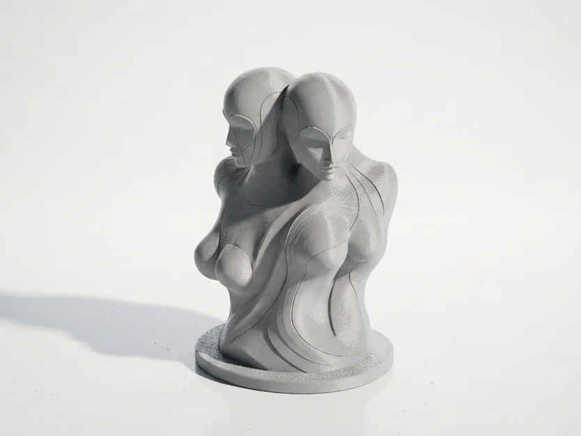 Mô hình điêu khắc trừu tượng hai hình dáng hòa quyện in 3D - Image 1
