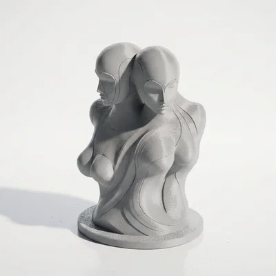Mô hình điêu khắc trừu tượng hai hình dáng hòa quyện in 3D