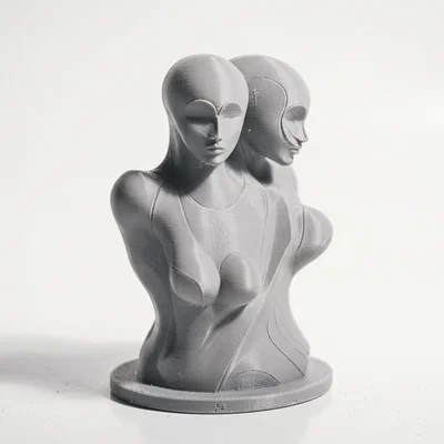 Mô hình điêu khắc trừu tượng hai hình dáng hòa quyện in 3D
