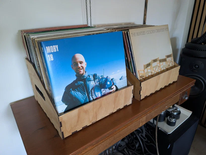 Thùng Đựng Đĩa Than (Vinyl Record Crate) Cắt Laser - Image 2