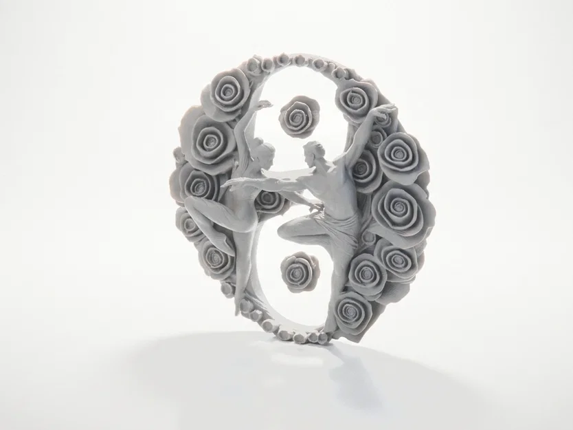 Mô hình 3D Cặp đôi khiêu vũ trong trái tim hoa hồng - Image 1