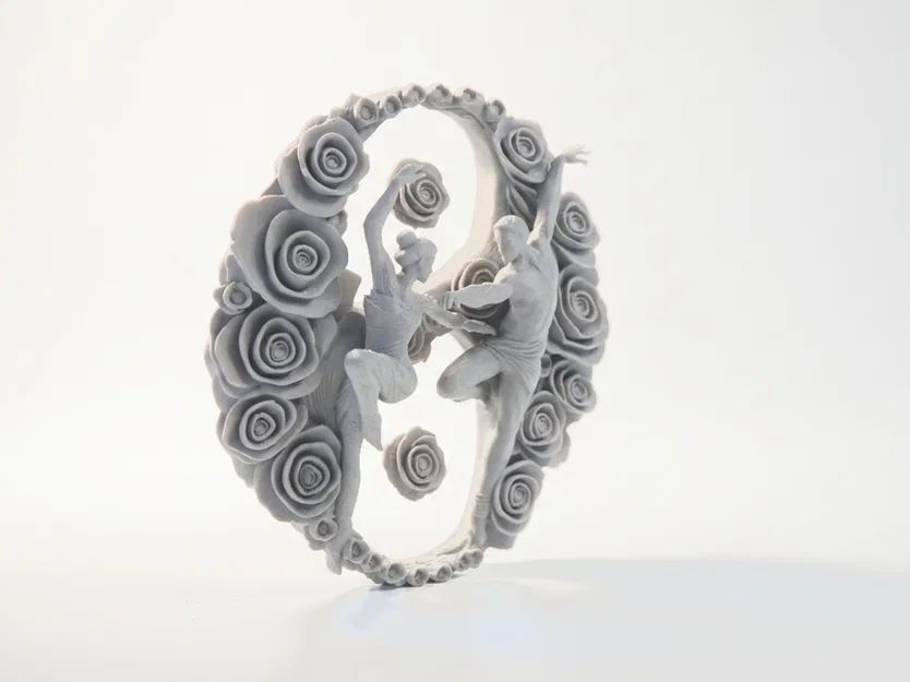Mô hình 3D Cặp đôi khiêu vũ trong trái tim hoa hồng - Image 2
