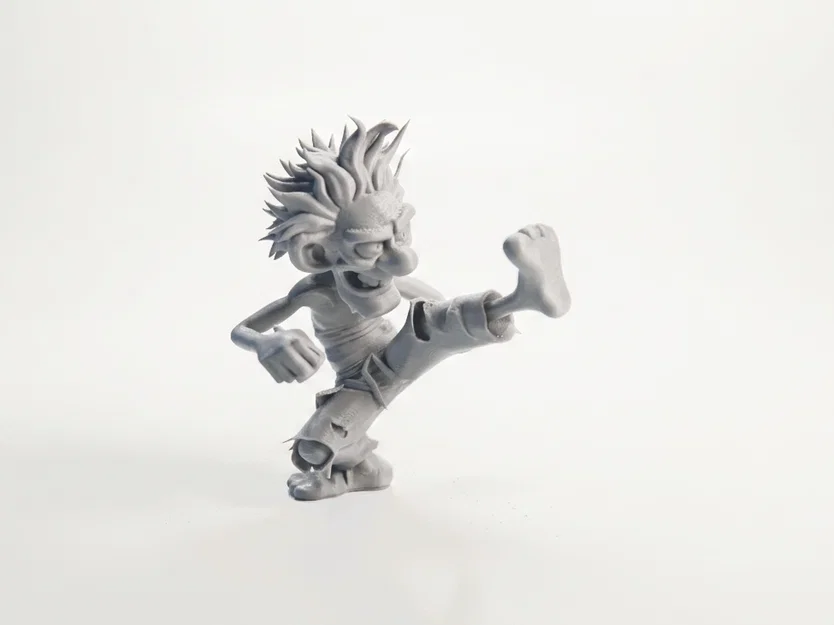 Mô hình 3D tượng ông già cá tính đang thực hiện cú đá - Image 1