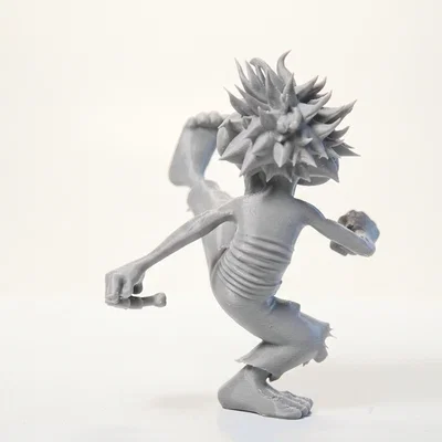 Mô hình 3D tượng ông già cá tính đang thực hiện cú đá
