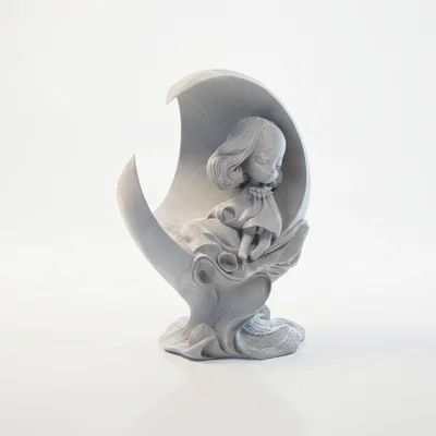 Mô hình trang trí điêu khắc hình vầng trăng khuyết 3D