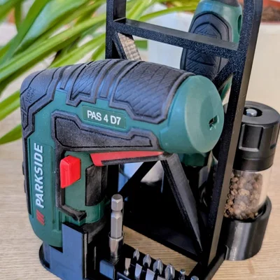 Khay đựng máy vặn vít Parkside PAS 4 D7 kèm giá để đồ tiện lợi
