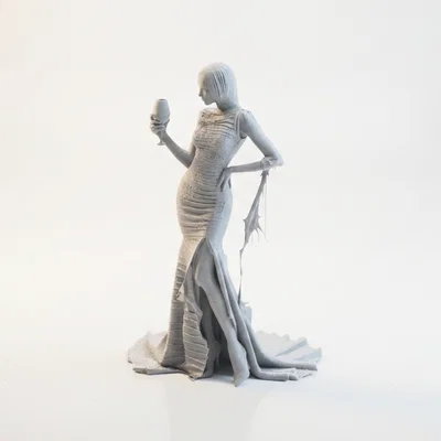 Mô hình in 3D Tượng Quý Cô Thanh Lịch cầm ly rượu vang