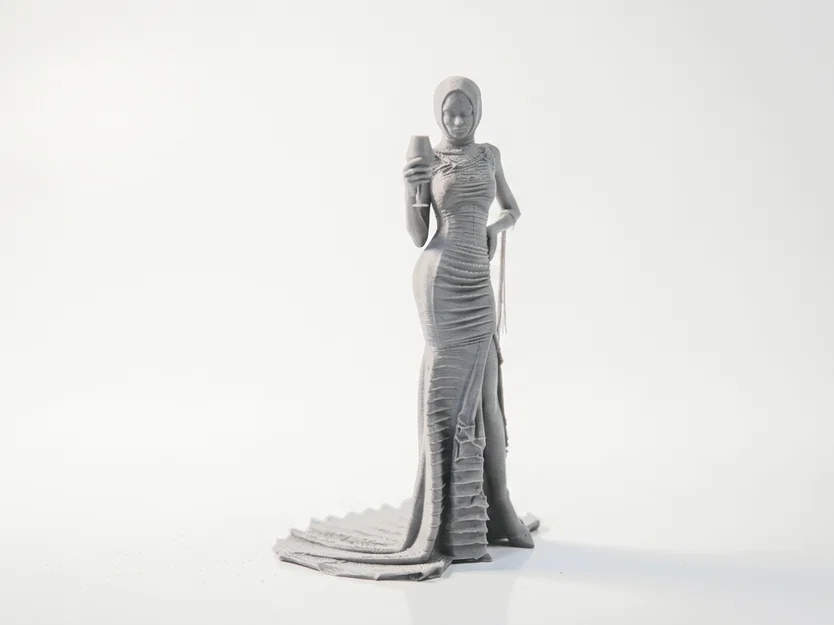 Mô hình in 3D Tượng Quý Cô Thanh Lịch cầm ly rượu vang - Image 2