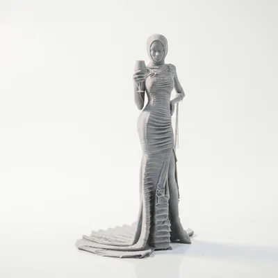 Mô hình in 3D Tượng Quý Cô Thanh Lịch cầm ly rượu vang