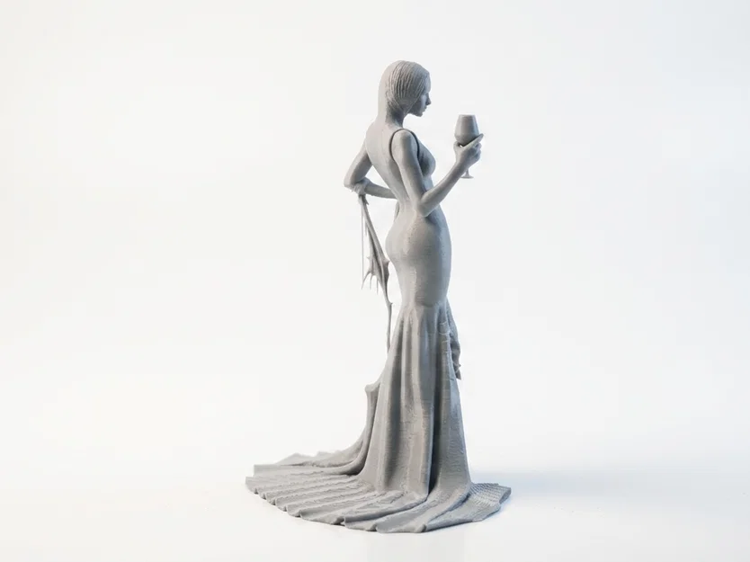 Mô hình in 3D Tượng Quý Cô Thanh Lịch cầm ly rượu vang - Image 3