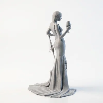 Mô hình in 3D Tượng Quý Cô Thanh Lịch cầm ly rượu vang