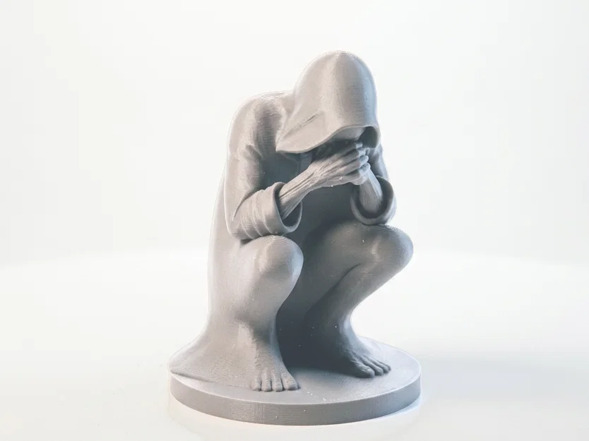 Mô hình tượng 3D người đàn ông trầm tư (Depressed Man Figurine Sculpture) - Image 1