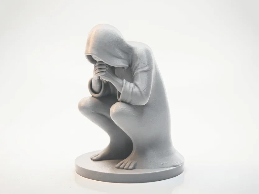 Mô hình tượng 3D người đàn ông trầm tư (Depressed Man Figurine Sculpture) - Image 3