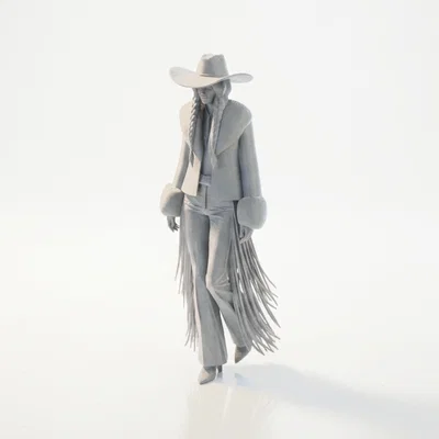 Mô hình tượng cô nàng cao bồi Fancy Pants - File in 3D sưu tầm