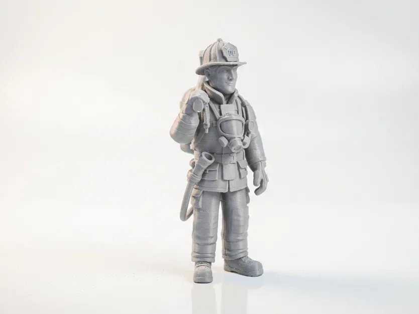 Mô hình lính cứu hỏa cầm rìu - Tượng anh hùng 3D có thể in ấn - Image 2