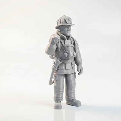 Mô hình lính cứu hỏa cầm rìu - Tượng anh hùng 3D có thể in ấn