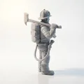 Mô hình lính cứu hỏa cầm rìu - Tượng anh hùng 3D có thể in ấn - Thumbnail 3