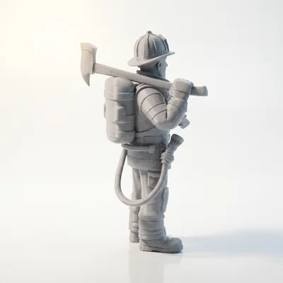 Mô hình lính cứu hỏa cầm rìu - Tượng anh hùng 3D có thể in ấn