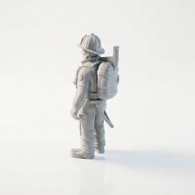 Mô hình lính cứu hỏa cầm rìu - Tượng anh hùng 3D có thể in ấn