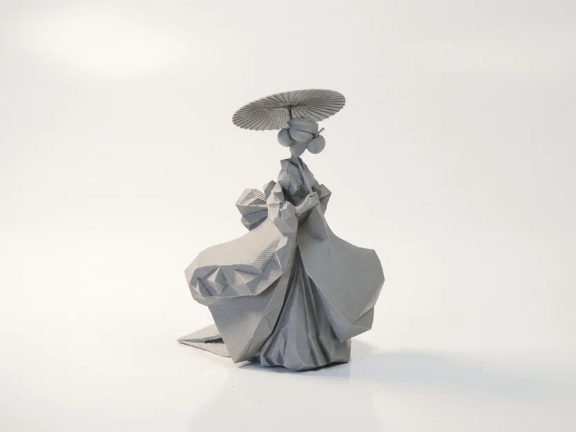 Mô hình Geisha hình học - Tượng nghệ thuật Nhật Bản in 3D - Image 1