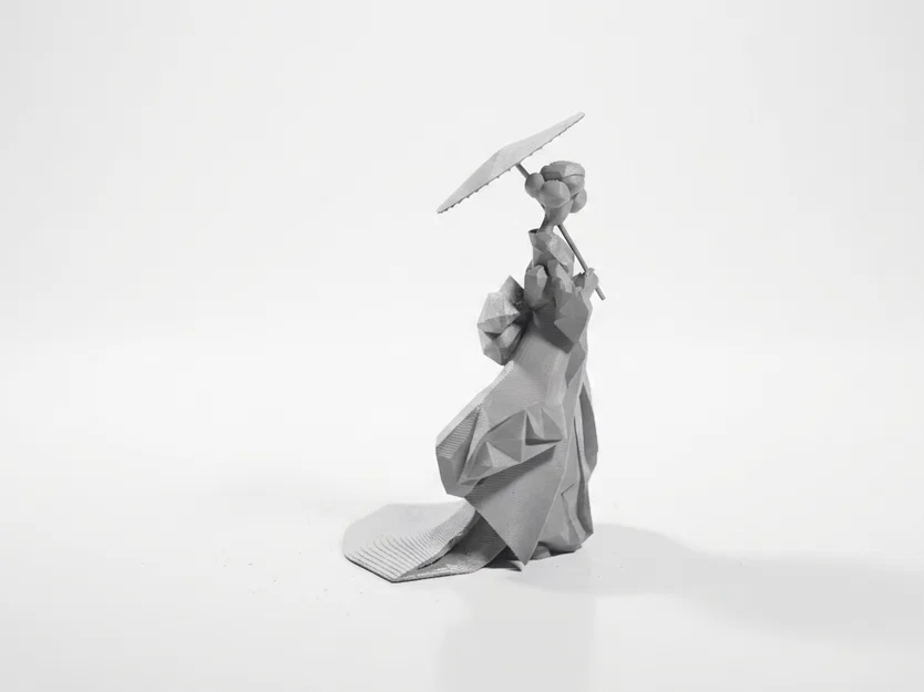Mô hình Geisha hình học - Tượng nghệ thuật Nhật Bản in 3D - Image 2