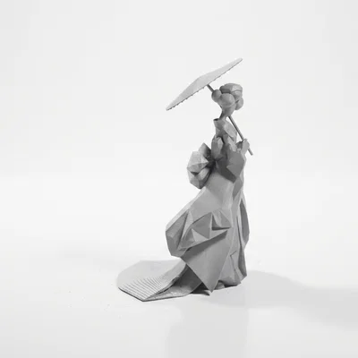 Mô hình Geisha hình học - Tượng nghệ thuật Nhật Bản in 3D