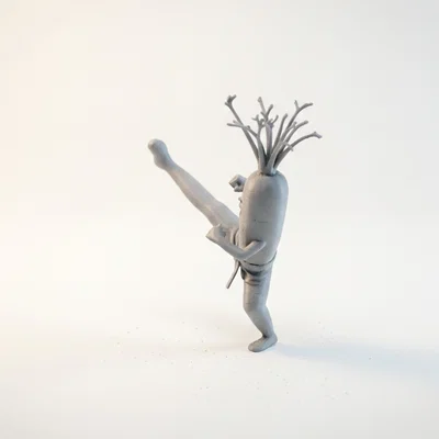 Mô hình Cà rốt Karate chiến binh võ thuật in 3D
