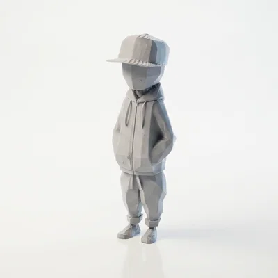 Mô hình Low Poly Faceless Cool Kid độc đáo in 3D