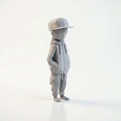 Mô hình Low Poly Faceless Cool Kid độc đáo in 3D