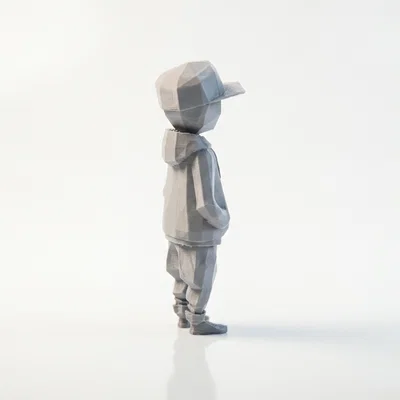 Mô hình Low Poly Faceless Cool Kid độc đáo in 3D