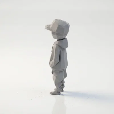 Mô hình Low Poly Faceless Cool Kid độc đáo in 3D