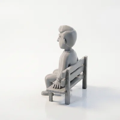 Mô hình tượng người đàn ông ngồi trên ghế đá in 3D