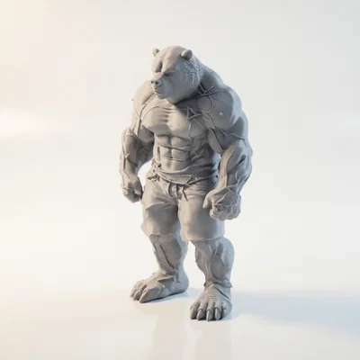 Mô hình người gấu (Man Bear) - Tượng sinh vật huyền bí in 3D