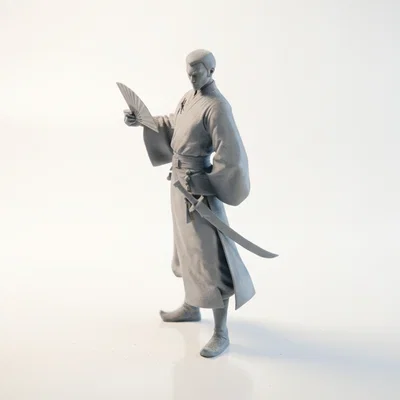 Mô hình Samurai cầm quạt - Tượng võ sĩ Nhật Bản in 3D
