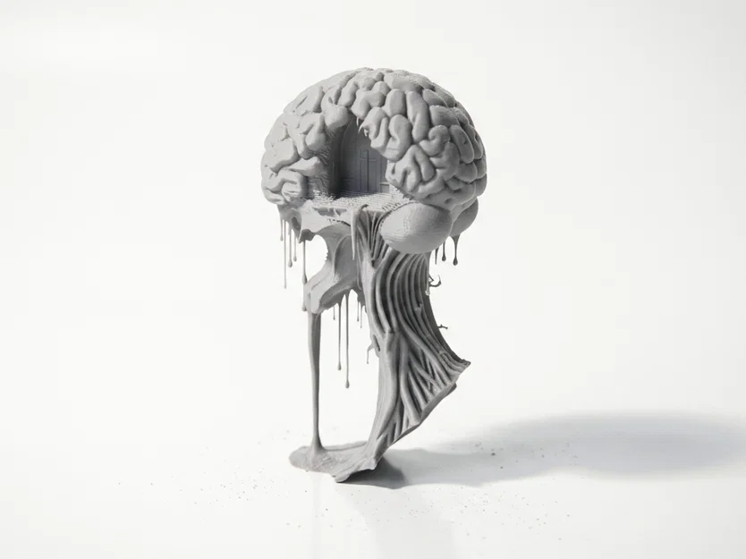 Mô hình điêu khắc Não bộ tan chảy - Tệp 3D Printable độc đáo - Image 1