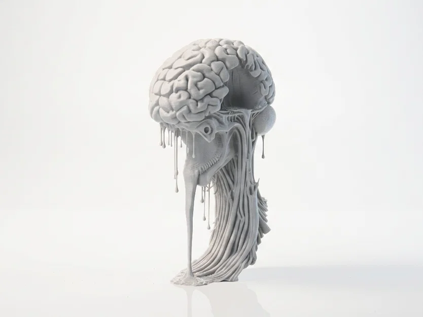 Mô hình điêu khắc Não bộ tan chảy - Tệp 3D Printable độc đáo - Image 2