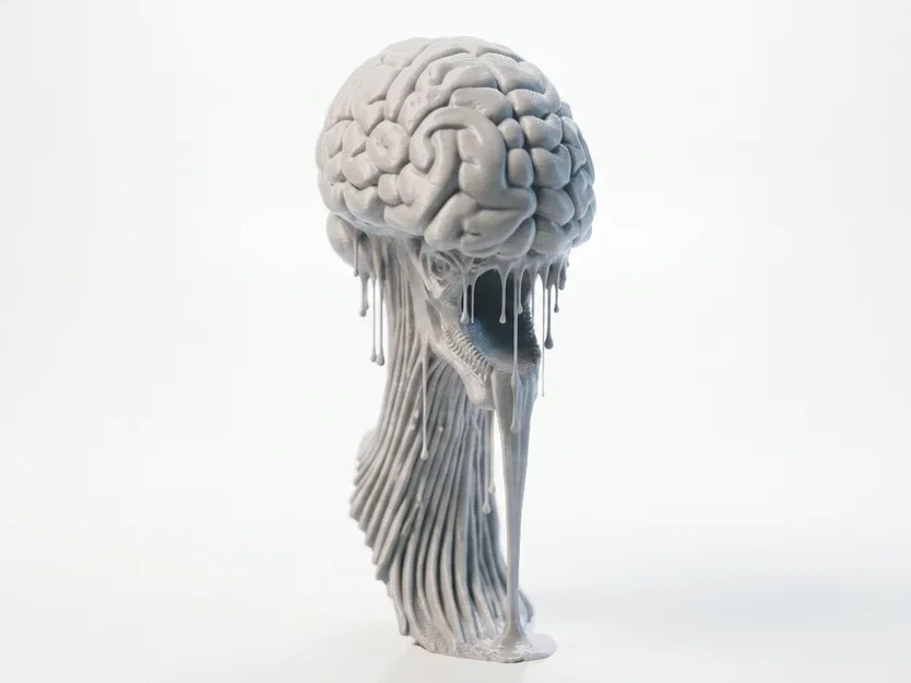 Mô hình điêu khắc Não bộ tan chảy - Tệp 3D Printable độc đáo - Image 3