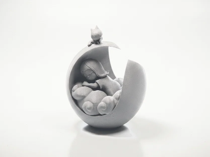 Mô hình 3D trang trí phòng bé: Em bé ngủ trên trăng khuyết - Image 1
