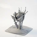 Mô hình điêu khắc nghệ thuật Rose Drop Liquid Splash in 3D - Thumbnail 1