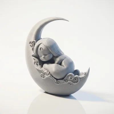 Mô hình Mặt Trăng Ngủ Trang Trí Không Gian - File In 3D