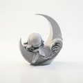 Mô hình tượng trang trí 3D Sleeping On The Moon - Thumbnail 2