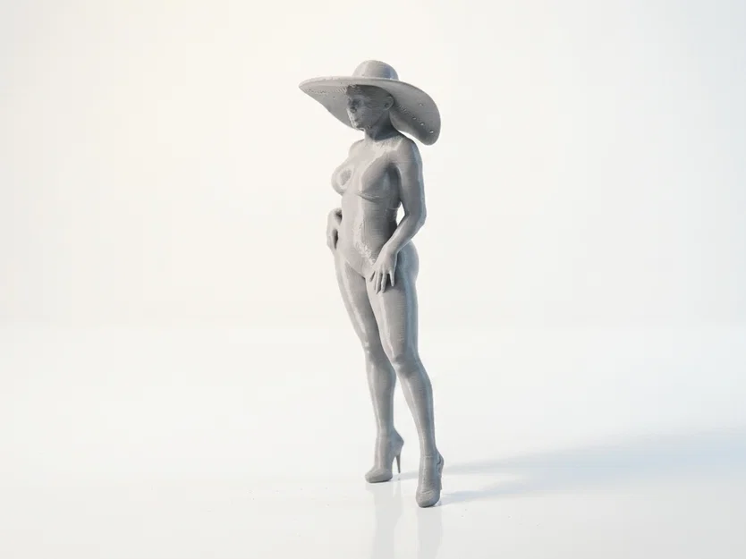 Mô hình 3D tượng nữ giới đội mũ rộng vành sang trọng - Image 1