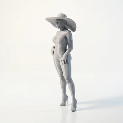Mô hình 3D tượng nữ giới đội mũ rộng vành sang trọng